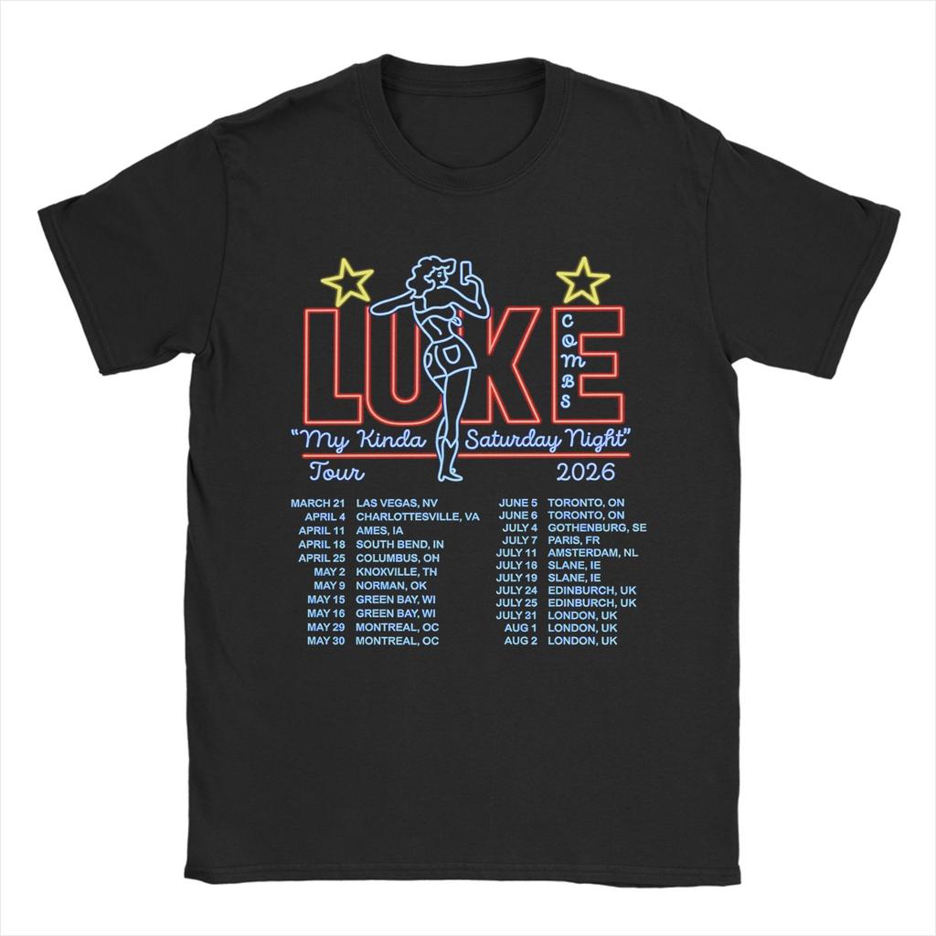 Unisexs Luke Combs My Kinda Saturday Night Tour T Shirts Cotton Tops Summer Funny ShortSleeve T Shirt O Neck Fashion Print Tshirt