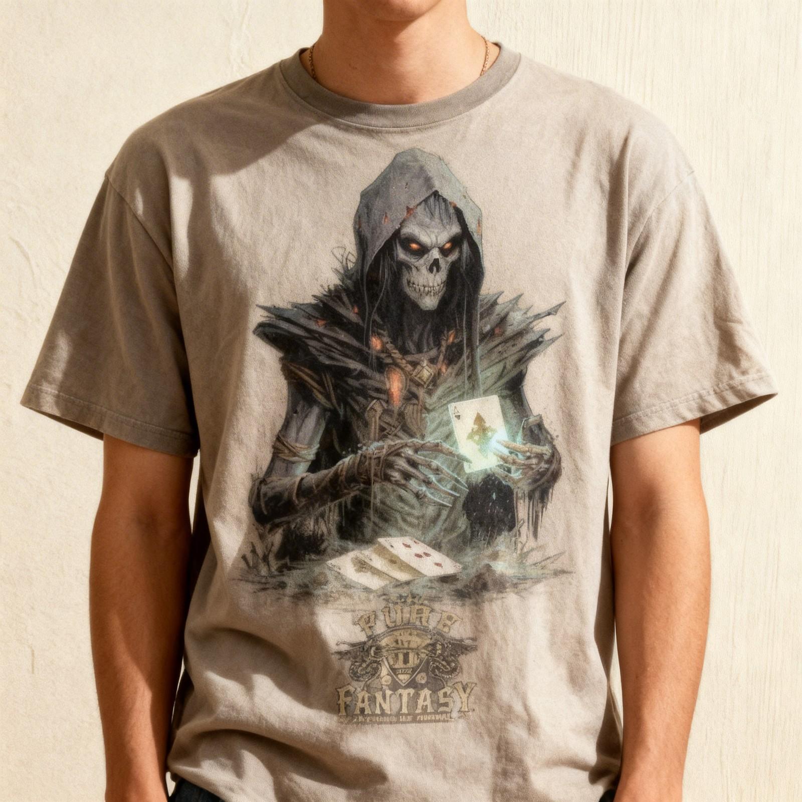 Playing Cards Grim Reaper Skull Mens T-Shirt 100% Cotton Unisex T-Shirt S