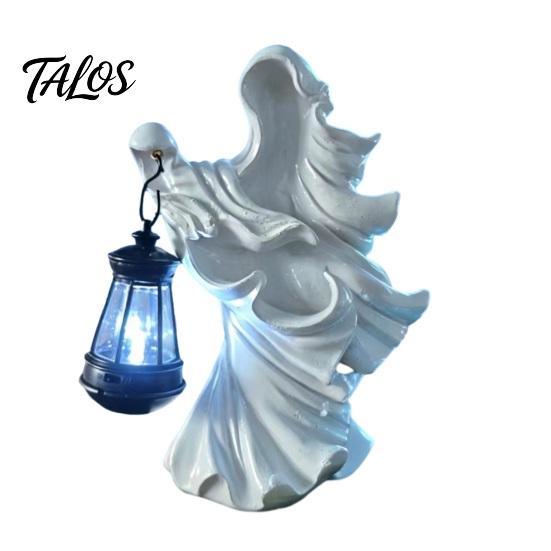 Indoor Halloween Night Light Witch Resin Lantern, Gothic Ghoul Terrifying LED Light, Soft Warm Lamp Waterproof Hell Reaper Spooky Tabletop Figurine
