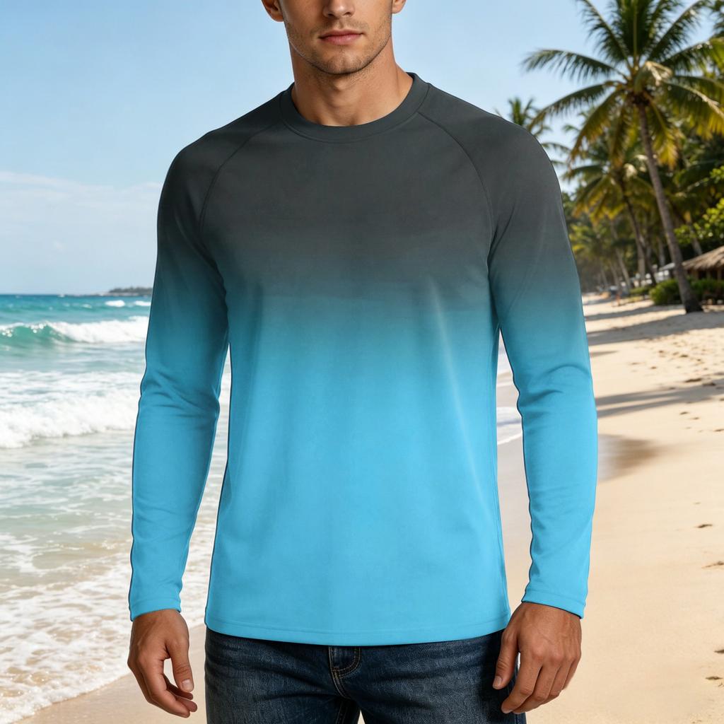 Men's Long Sleeve Outdoor Shirt UPF50 Plus Sun Protection Breathable Loose Fit Summer Casual Lightweight Quick Drying T-Shirt