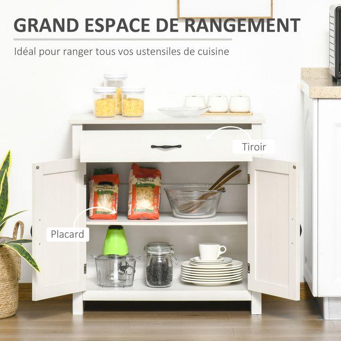 Buffet - HOMCOM - tiroir, 2 portes de grange et étagère réglable - MDF et panneau de particules - 80 x 39,7 x 80 cm - blanc