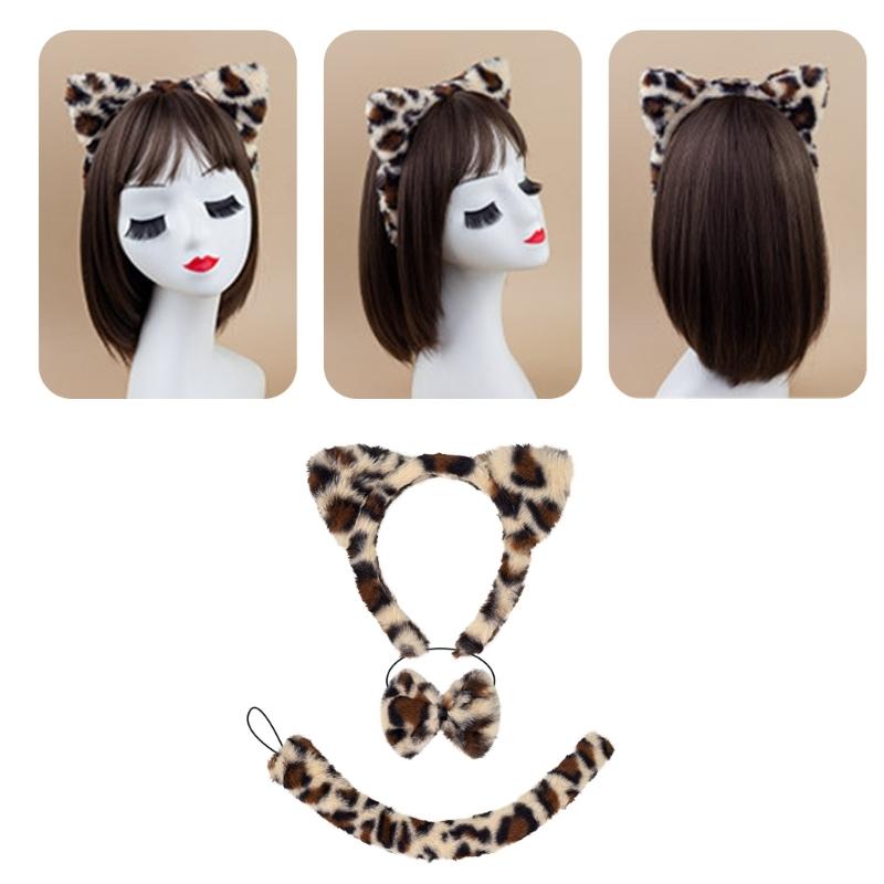 Cats Costume Set Ears Tail Bowite Tutu Animal Fancy Costume Kit Accessories for Kids Girls Halloween Cosplays Props