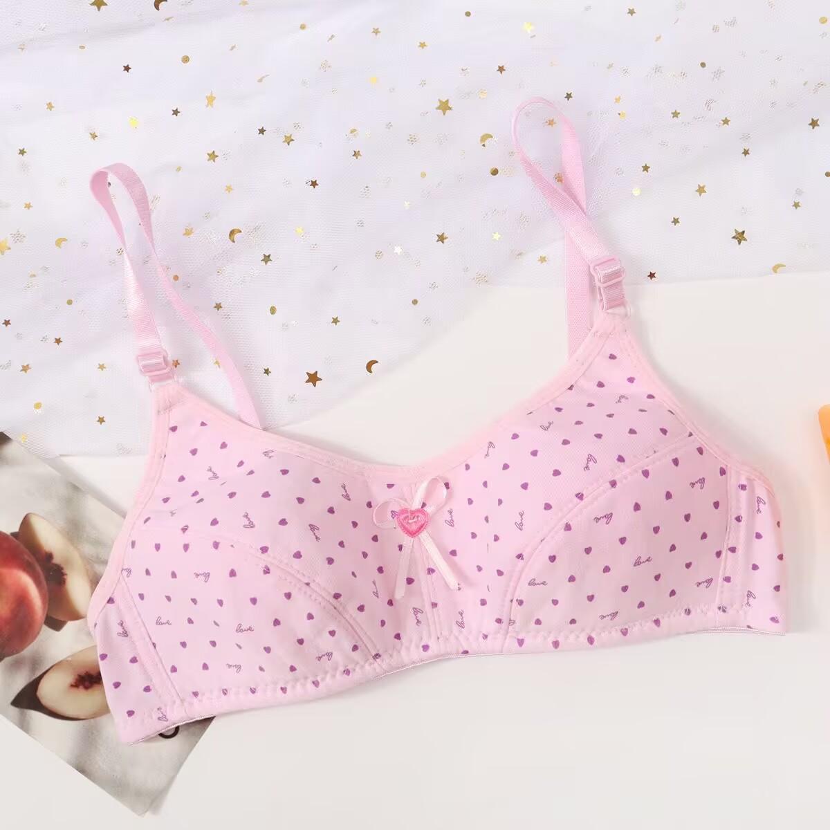 

Бюстгальтер для девочек, хлопковое нижнее белье с пряжкой сзади, тренировочные бюстгальтеры для девочек-подростков, дышащие топы для девочек-подростков One size розовый