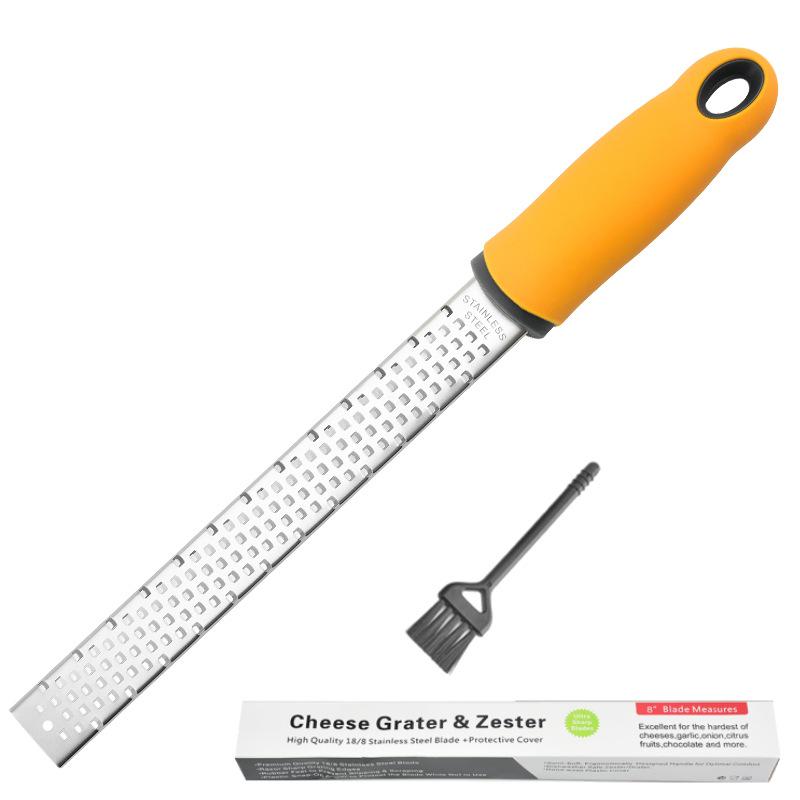 Versatile 304 Stainless Steel Grater with Rubber Handle - Cheese, Potato, Lemon Zester