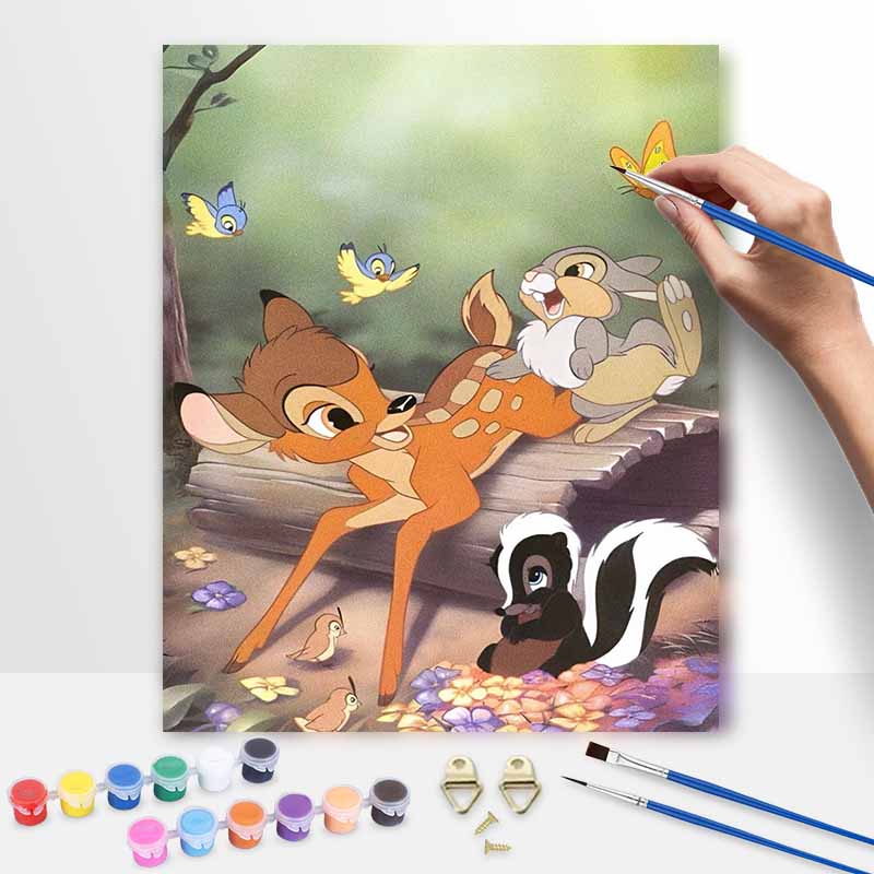Disney Oil Painting Kit Painting Bambi Forest Friends Home Bedroom Wall Decor Gift 20x30cm