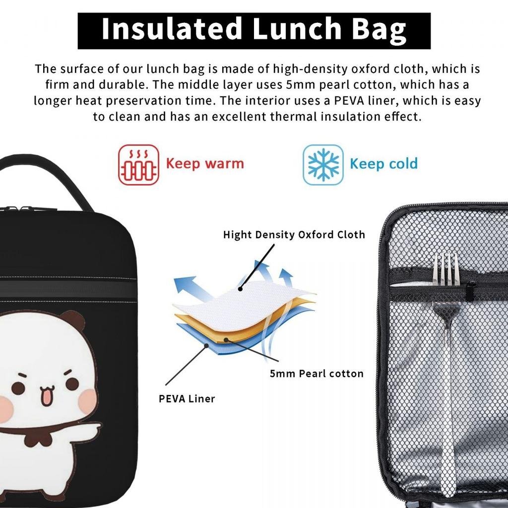 Cute Bubu Is Throwing Flip-flops At Dudu Insulated Lunch Bag for Women Children Portable Food Boxes Thermal Lunch Box Tote