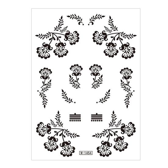 Temporary Tattoos Stickers Fake Body Arm Chest Shoulder Tattoos with Black Lace Flower