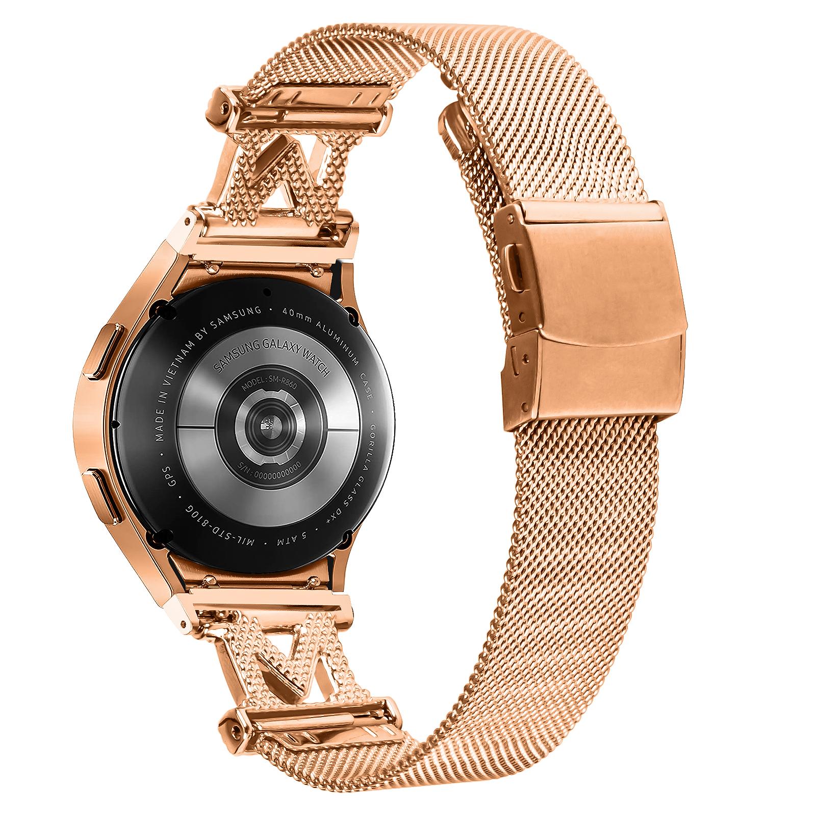 

For Samsung Galaxy Watch6 40mm/44mm/Watch6 Classic 43mm/47mm Stainless Steel Band Milanese Mesh Watch Strap with Connector Rose Gold