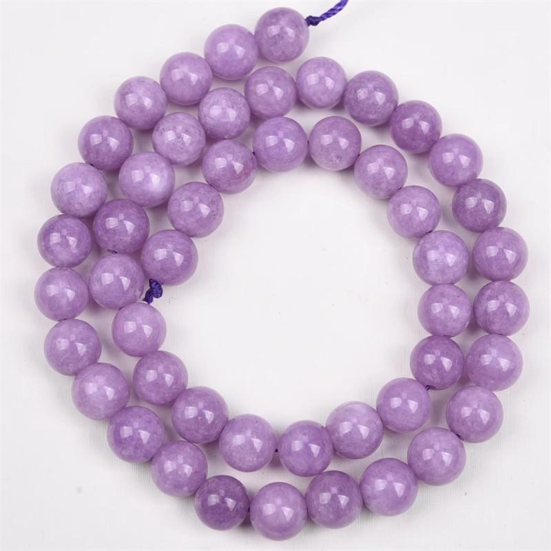 Lila-violette Chalcedon-Runde Perlen zur Schmuckherstellung – Lose Perlen für Armbänder und Halsketten