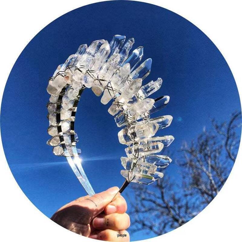 Clear Quartz Headband: Elegant Bridal & Holiday Crown Jewelry Hair Accessory