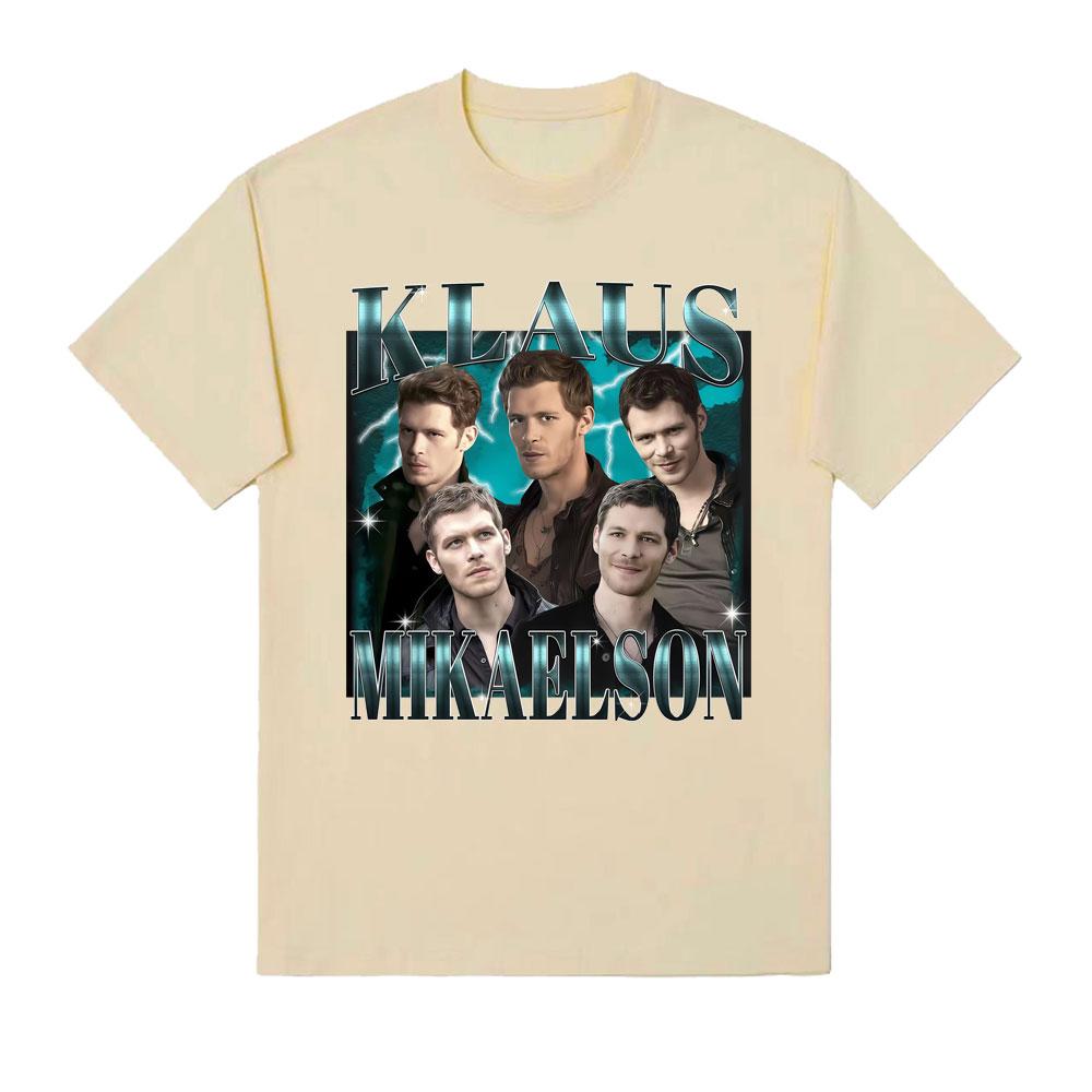 Limited Vintage Klaus Mikaelson Merch Tshirts Unisex Women Clothing Fashion Short Sleeves T Shirts Cotton Casual Oversized Tshirt