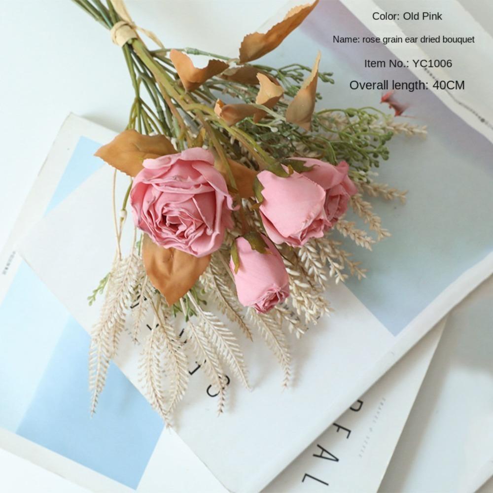 

Осеннее украшение Искусственные обожженные розы цветы Искусственная цветочная композиция Искусственные розы цветы розовый