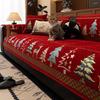Universal Chenille Christmas Sofa Mat Cover Christmas Tree Deer Pattern Sofa Covers Anti-Slip Fully Covered Sofa Covers Fabric