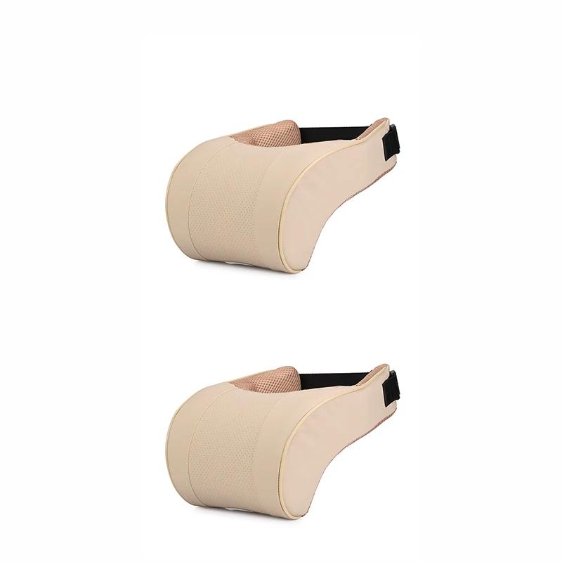 Memory Foam Car Neck Pillow with PU Leather Cover - Headrest Neck Support Cushion for Vehicle Interior Accessories