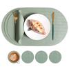 Nordische ins ovale lederen placemat Westerse maaltijd huishoudelijke eettafelmat Rijstkorrelpatroon milieubescherming anti-verbranding warmte-isolatie mat