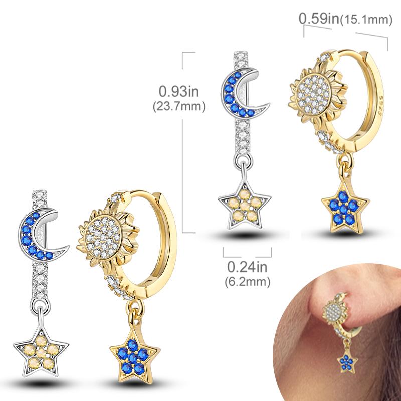 New Women Earrings Original 925 Silver Hoop Earrings Engagement Wedding Birthday Drop Earring Women Jewelry Gifts