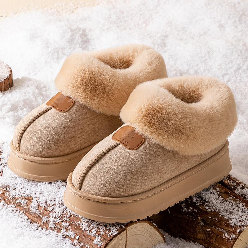 Cotton Slippers for Women Winter Snow Boots for Home and Indoor Warmth with Plush Thick Sole Couple Slippers