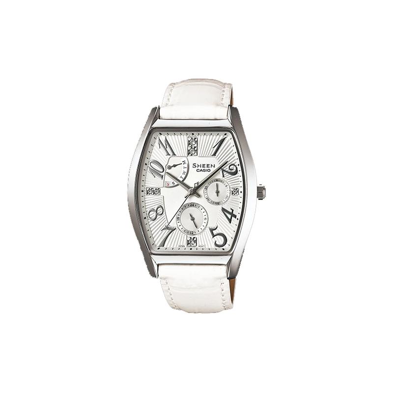 

Casio SHEEN 50 meters waterproof quartz movement quartz movement leather strap Japanese and Korean watch women s watch white dial SHE-3026L-7A1 білий