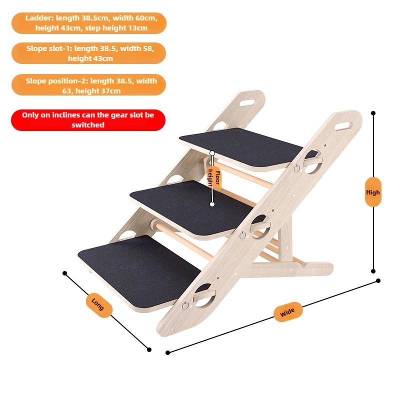 

Wooden Foldable Pet Ramp Universal Safety Ramps for Small Dogs Cats Easy to Carry Multifunctional Pet Climbing Ladder