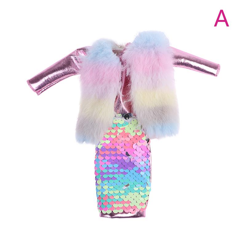 

Кукольная одежда 30 см, платье с длинными рукавами, расшитое бисером и пайетками, жилет цвета градиента, кукольное платье