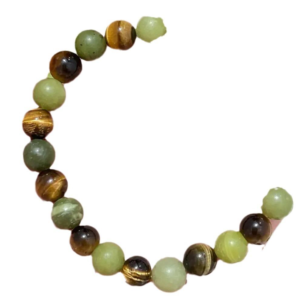 Tiger's eye stone green jade beaded bracelet contrasting color Tiger's eye stone natural stone bracelet men and women