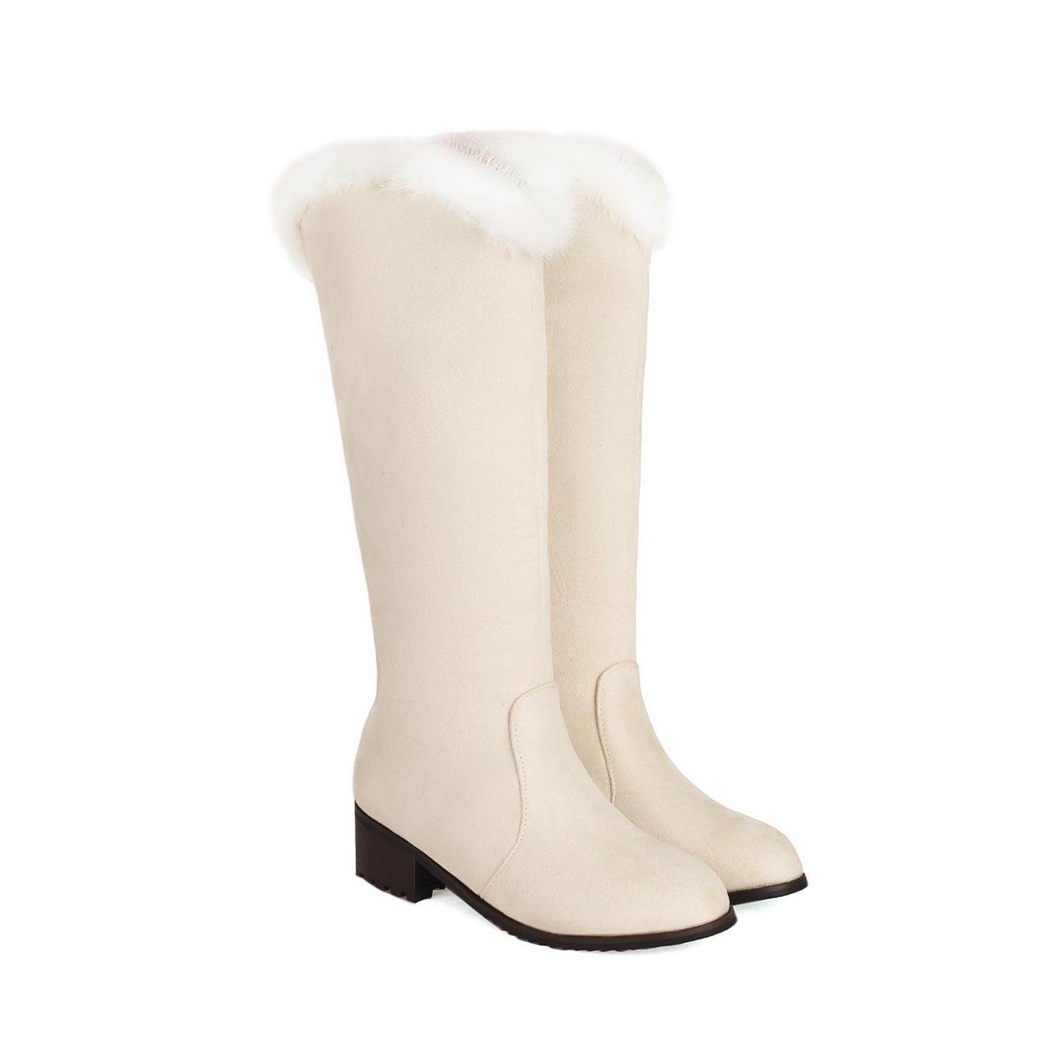 

Женские сапоги на низком каблуке, осенне-зимние, новые, на толстом каблуке, большие размеры, теплые, плюшевые, средние сапоги 48