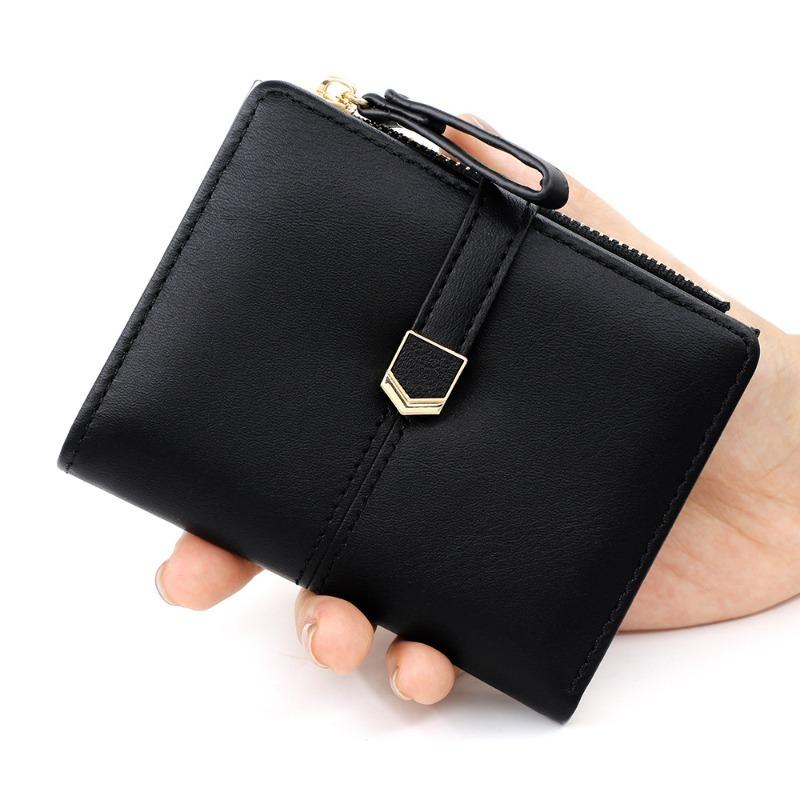 New Solid Color Short Women's Wallet Large Capacity Folding Wallet Zipper Women's Change Bag