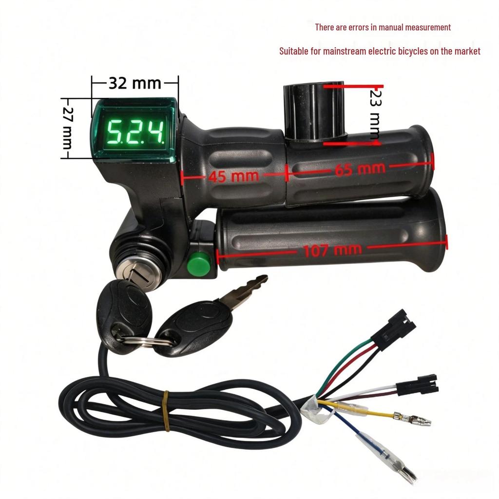 Green Screen Half-Handlebar Lock & Cruise Voltage Display Throttle Grip for Electric Scooter