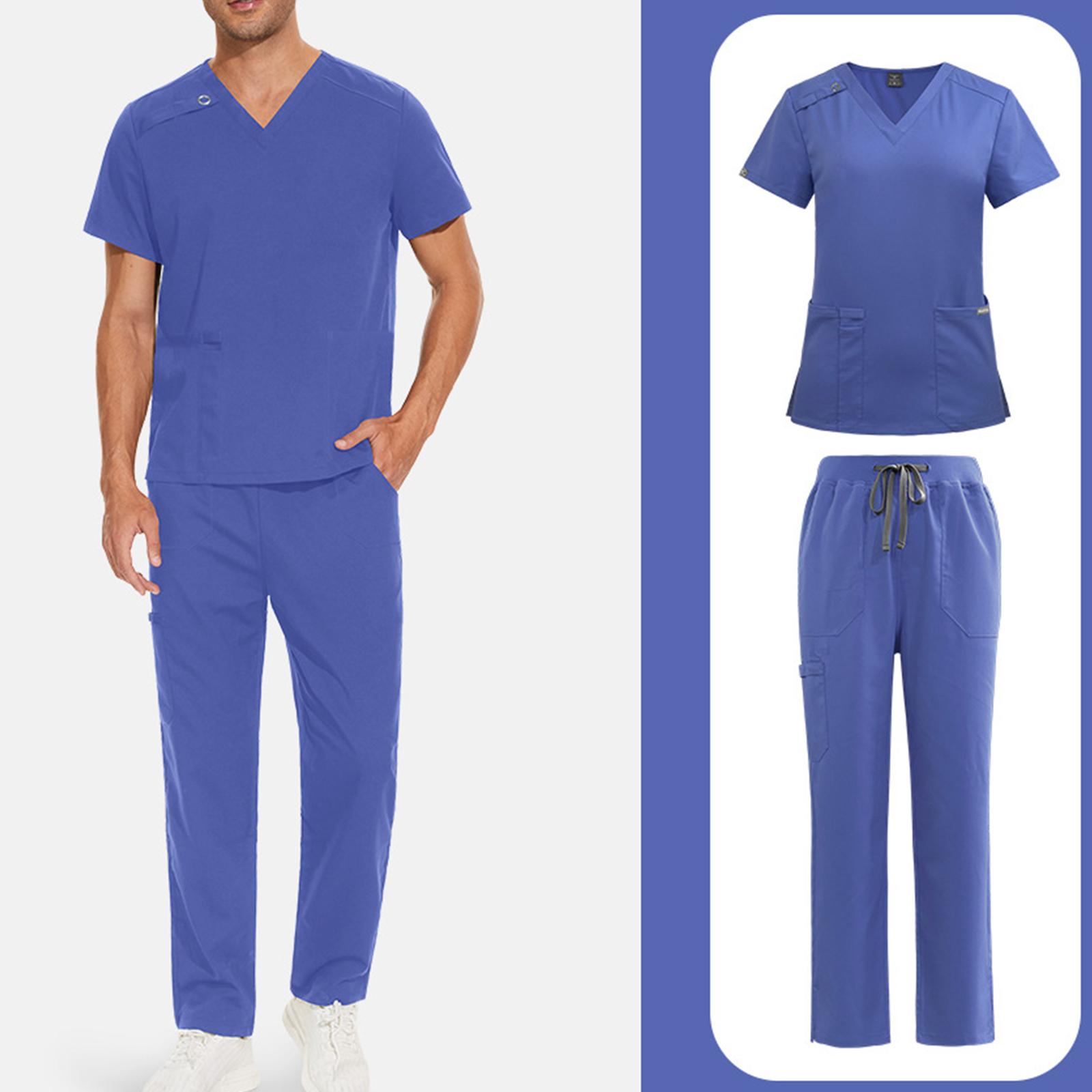 

Мужской однотонный комплект с длинными рукавами, карманом, униформой, защитной рабочей курткой и длинными брюками M синий