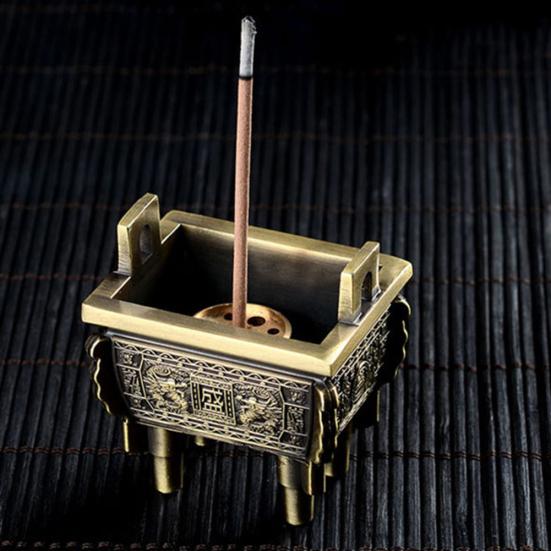 Chinese Square Tripod Incense Burners Cone Coil Stick Holder Base Home Decor