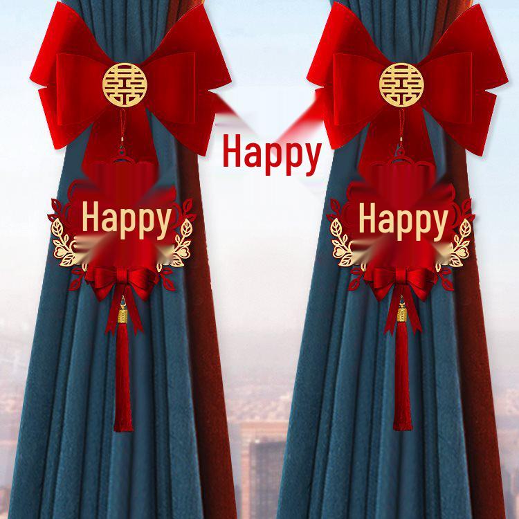Wedding Curtain Tiebacks: Bridal Room Double Happiness Decor Set