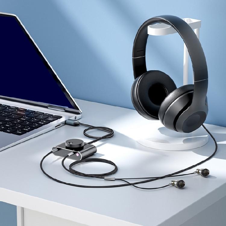 USB Sound Card with Volumes Control USB to 3.5mm Adapter Stereo External Sound Card for PC Laptop Desktop Headsets