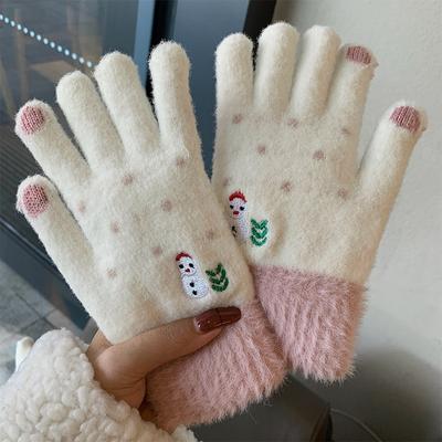 Süße koreanische Handschuhe für Damen im Winter Niedlicher Weihnachts-Schneemann Plüsch Gestrickte Wolle Student im Winter Wärme