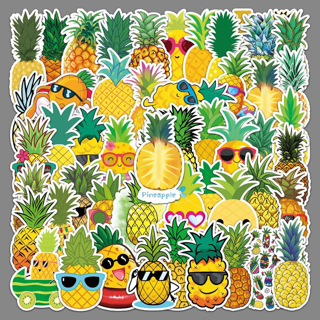 50 Pineapple Fruit Stickers for Scooter, Luggage, Laptop, Car, Motorcycle, and Stationery Decoration