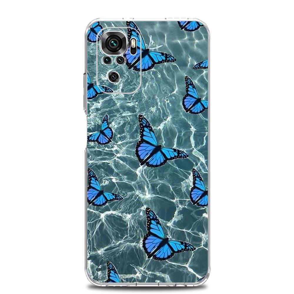 New Square Clear Soft Phone Case For Xiaomi Redmi Note 12 11 9S 9 8 10 Pro+ 7 8T 9C 9A 8A K40 Gaming Silicone Cover butterfly