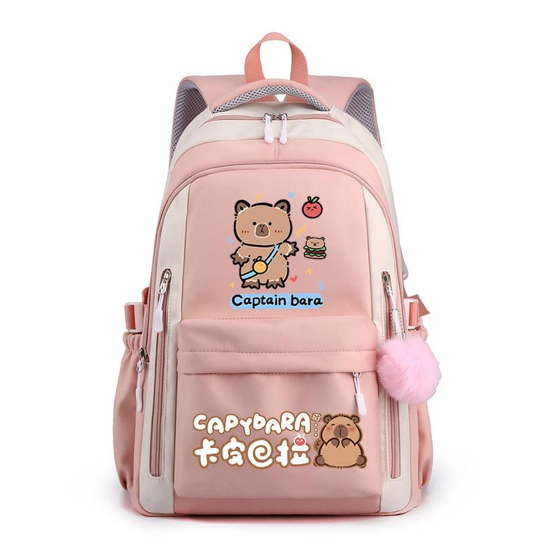 Kapibara Schoolbag New 2024 Ridge Protection Cute Men and Women High Value Cartoon Printing Large Capacity Backpack