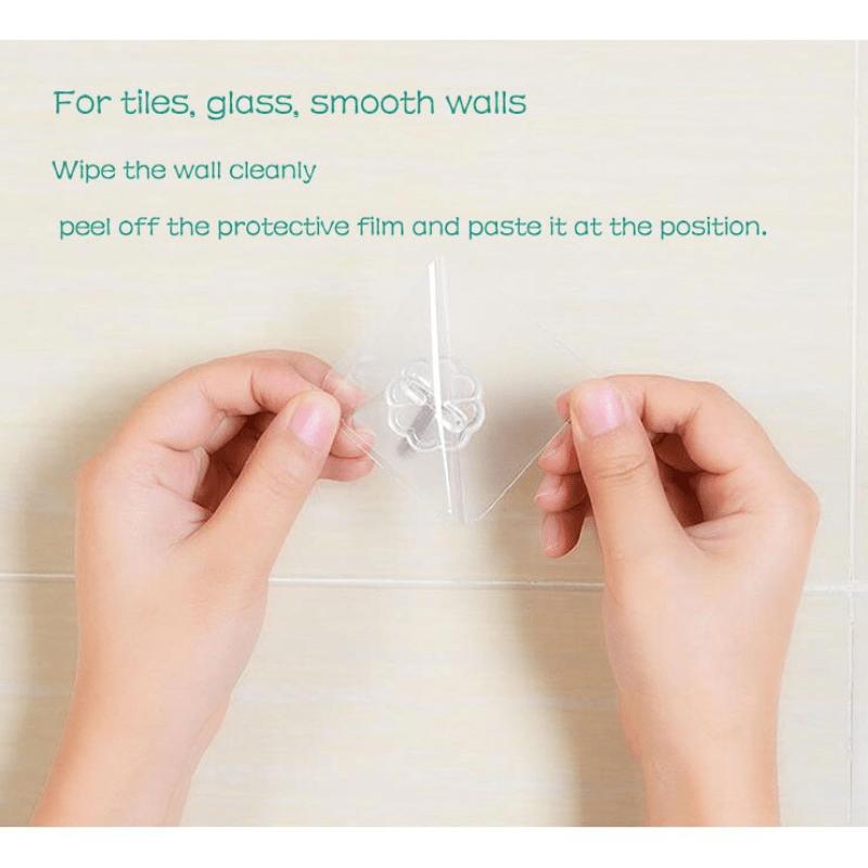 10/20PCS Door Hook, Adhesive Wall Hook, Transparent, Anti Slip, No Trace, Heavy-duty Adhesive Hook, Bathroom Kitchen Hook