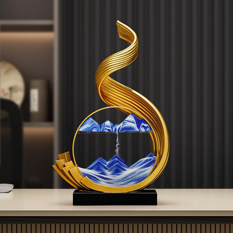 Elegant Flowing Sand Painting Ornament - High-End Decor for Living Room, TV Cabinet, Office, or Housewarming Gift
