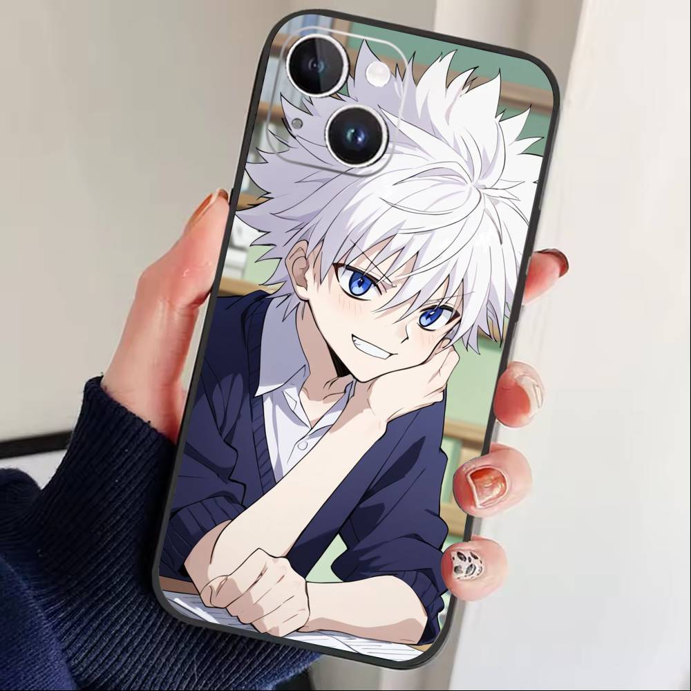 F-Killua Zoldyck H-Hunter X Hunter Phone Case For iPhone17,16,15,14,13,12 Plus,Max Soft Silicone Black Cover