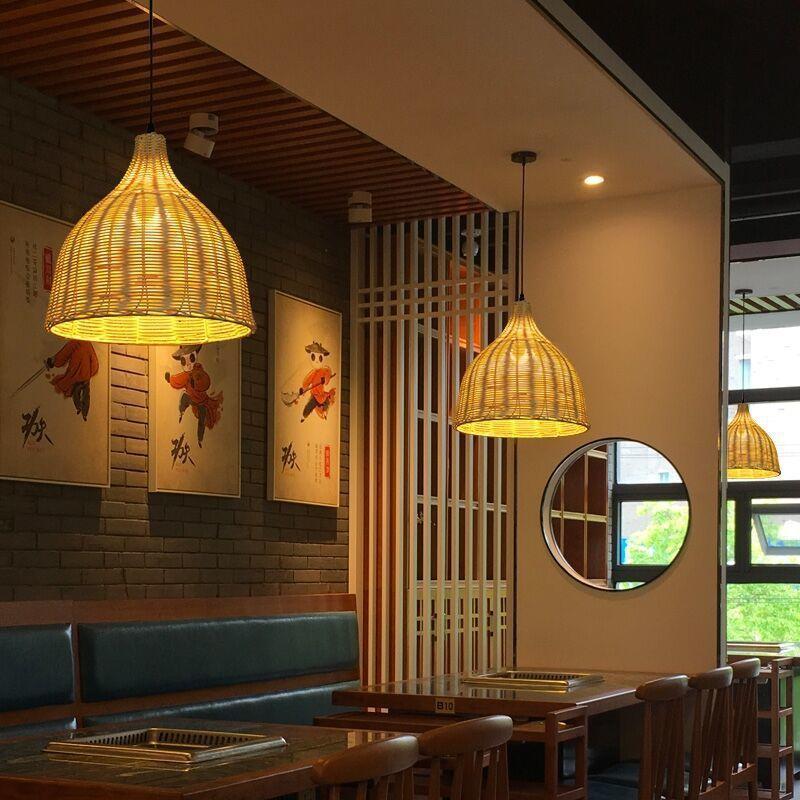Handmade Rattan Chandelier Lampshade Bamboo Basket Lamp Shade Natural Pendant Lamp for Room Hotel Home Decor Lighting Fixtures