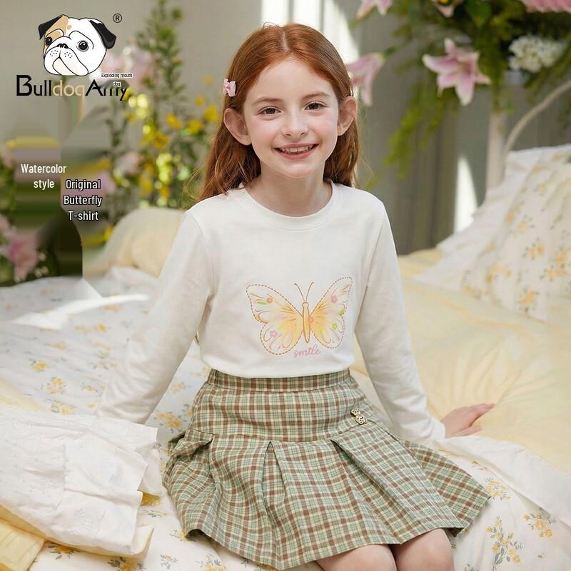 CHANZUIGOU Girls  Butterfly Print Long Sleeve T-Shirt 140 cm