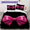 Pink Bow Pattern Bedding Uilt Set Uilt Cover Pillowcase Home Decoration Birthday Gift (1 * Duvet Cover + 2 * Pillowcase  Without Core)29