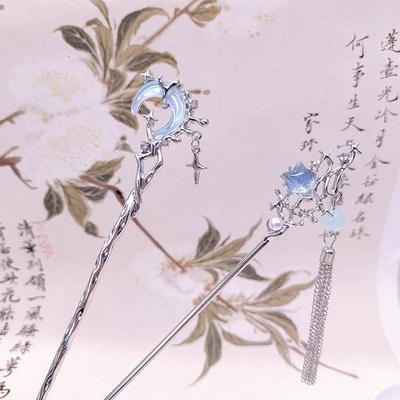 Kleiner frischer Eis-Kristall Mondstein Haarnadel für Frauen Hochwertige Quaste Schrittschütteln Neuer chinesischer Stil Coole Haarnadel Antik