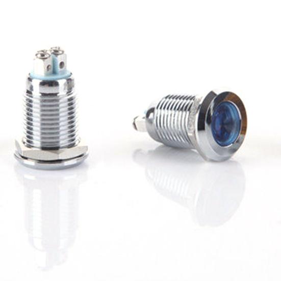 1 stk 12 mm 6/12/24/220V minisignaler Strømforsyning LED metallindikatorlampe