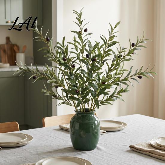 Elegantes Heimornament Äste Künstliche Oliven für Vase Künstliche Baumäste DIY Fake Dekorative Blätter Veranstaltungsdekorationen Pflanzen Realistisches Grün