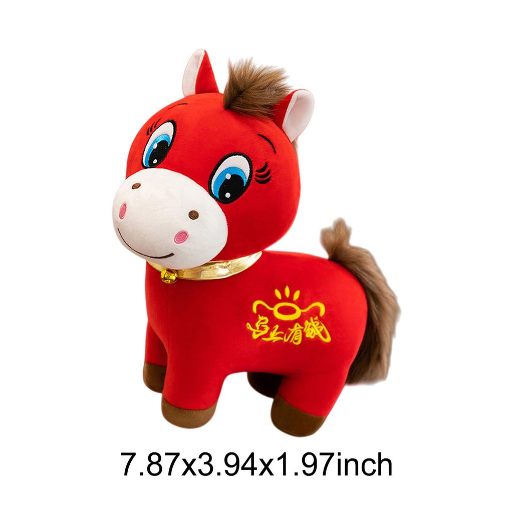 Year of The Horse 2026 Plush Funny Smiling Horse Plushie Figurine Lucky Chinese Lunar New Year Mascot Zodiac Ornament for Home