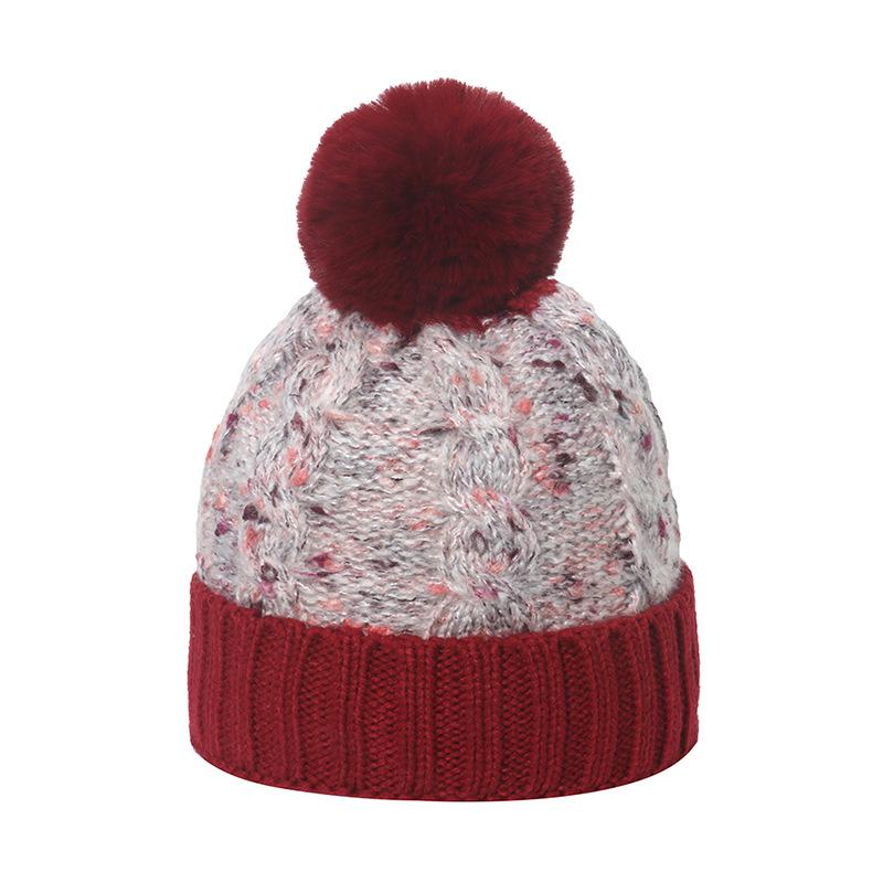 

2025 осень и зима новая мохеровая смесовая вязаная шапка женская уличная плетеная вставка флисовая утолщенная вязаная шапка мужская и женская M（56-58cm） бордовый