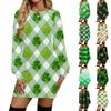 Women Fashion Casual Crewneck Long Sleeve St Patrick's Day Printed Dress