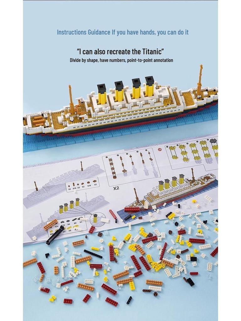 Nezha Model výletní lodi Titanic: Mikrostavební bloky s vysokou obtížností, kompatibilní s Lego