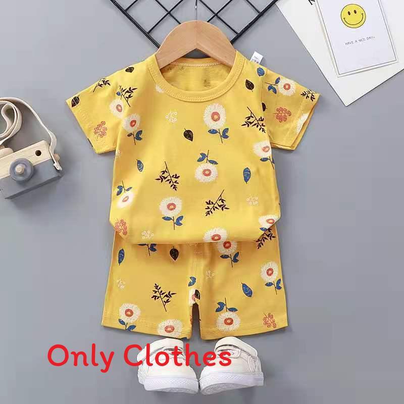 Baby Cartoon T Shirt Shorts Set With Cotton Fabric For Kids Ages 3 To 8